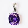 Natural Purple Sapphire Certified 26 Ct Cushion Cut Pendant 925 Sterling Silver