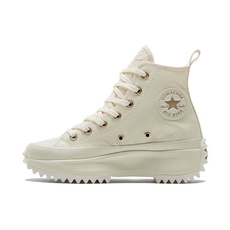 Converse Run Star Hike Comfortable Lightweight High-Top Canvas Shoes Unisex Sneakers Beige A01777C