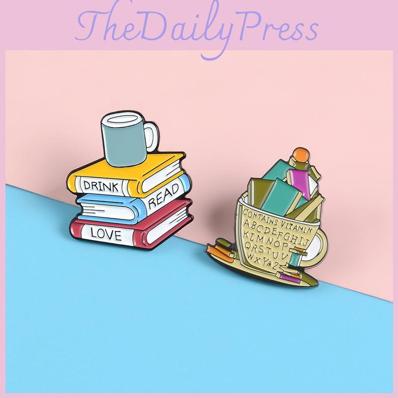 Creative Unique Alloy Book Brooch With Beautiful Enamel Finish For Stylish Accents