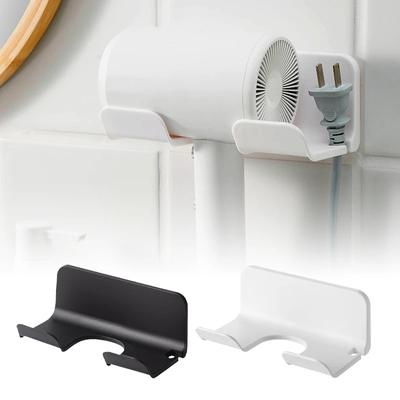 Stojanový držák na vysoušeč vlasů nástěnný, ABS držák držáku fénu bez průrazu, organizér pro vysoušeč vlasů, bílá, černá