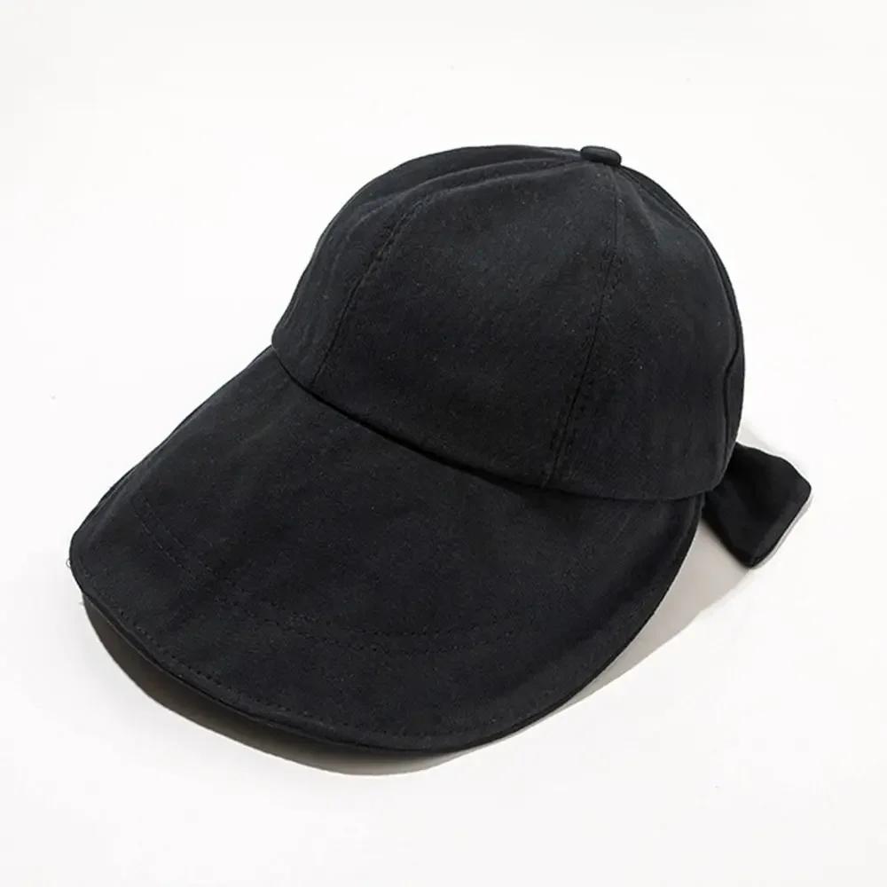 Spring Summer Big Wide Brim Sun Visor Hats Women Girl Sweet Bows Bucket Hat Soft Cotton Outdoor Travel Portable Baseball Cap