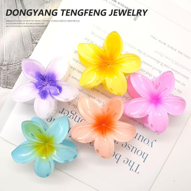 Red Flower Hair Clips For Women Trendy Sweet Hair Claws Crab Clamp Barrettes Mujer Hawaiian Headwear Girls Hair Accessories