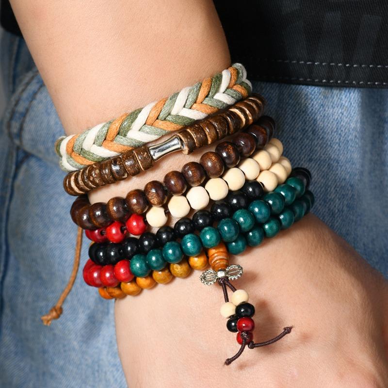 New Coconut Bead Beaded Elastic Line Men's Bracelet Bracelet Bracelet