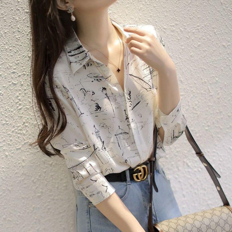 

Тяжёлый вес! Классическая атласная брендовая деловая рубашка Женская одежда Белая рубашка Длинные рукава Изысканная рубашка для собеседования Castle L