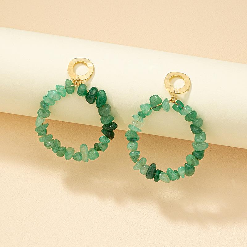 

Корейские серьги-пусеты в стиле ретро с каменными кругами, в придворном стиле