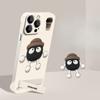 Coffee Briquette Doll Stand Suitable for Apple 12 Mobile Phone Case 13PRO Frameless 14 Half-pack Anti-fall 15 Cute X