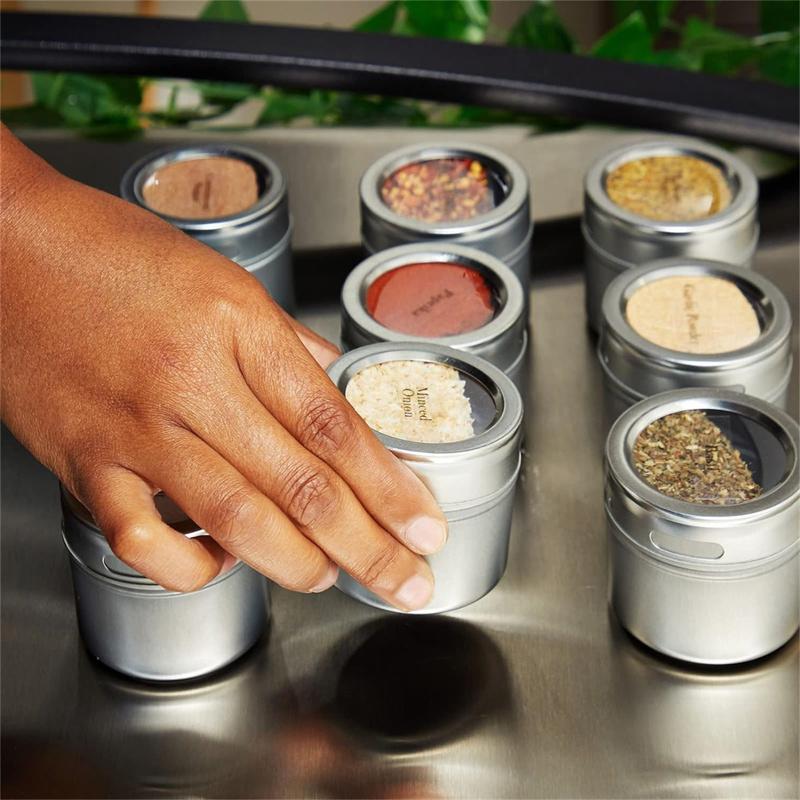 Stainless Steel Spice Jars with Sealed Lids Kitchen Countertop Storage Containers for Salt Pepper Seasonings Organization