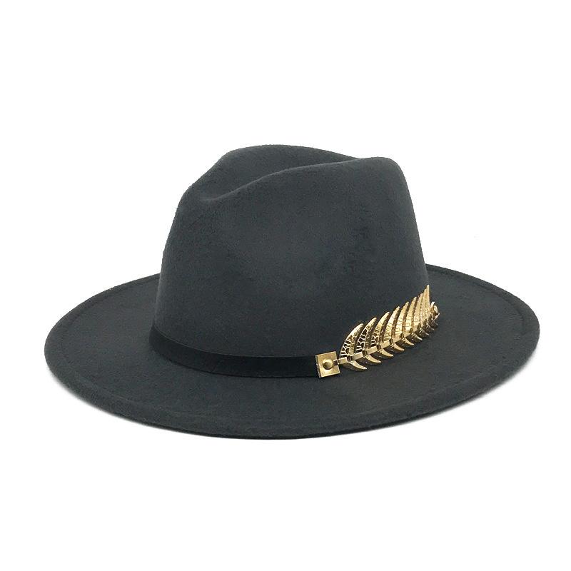 Fedora Men'S Fedora Neutral Wide Brim Jazz Hat Feather Belt Autumn And Winter British Vintage Panama Hat
