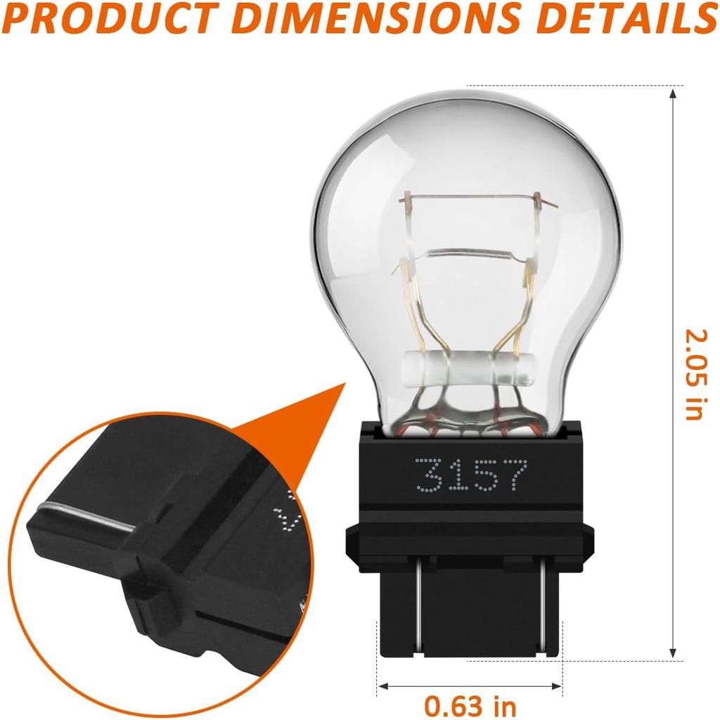 3157 4157 Bulb, 2 Pack 12V Brake/Tail/Turn Signal/DRL Lights | P27/7W 3157NA 3157LL 3047 3057 4057 T25 Replacement for F150 Focus Altima Silverado