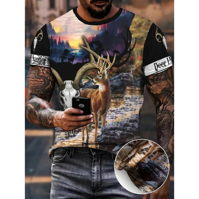 Duck Hunting Dog T-shirts 3D Print Deer Hunter Men's Streetwear Fashion Short Sleeve O-Neck T Shirt Oversized Tops Tees Clothing