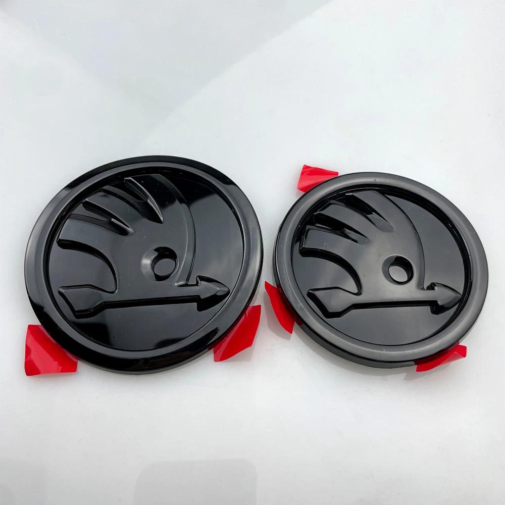 2025 New 2Pcs 80mm 90mm Emblem For Skoda Fabia 1 2 Octavia A7 RS Superb Rapid Yeti Karoq Vision Car Head Front Rear Boot Tailgat