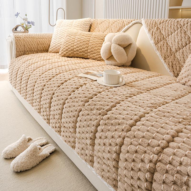 

Thickened Sofa Cushion Winter Plush Non-slip Seat Cushion Cream Wind Strip Plush Autumn and Winter Bay Window Cushion 90*160cm