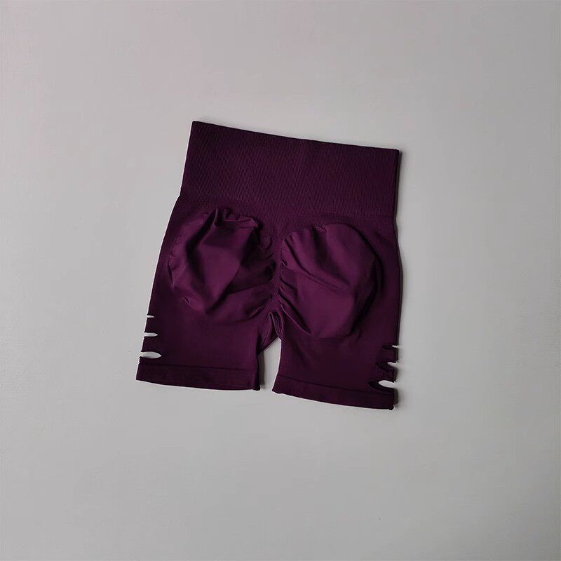 

Fashion Fitness Hip Lifting Side Cut Out Peach Shorts Eggplant purple XL