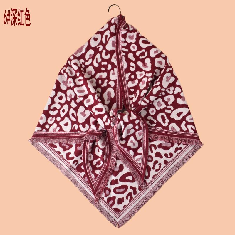 Autumn and winter new classic leopard print tassel imitation cashmere triangle scarf warm scarf shawl fashion spot wholesale