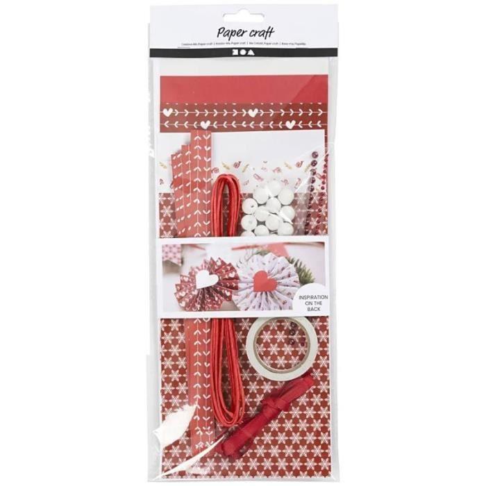Kit créatif Noël - Mini kit découpage - 13 pcs - Rouge et Blanc - Pour enfants