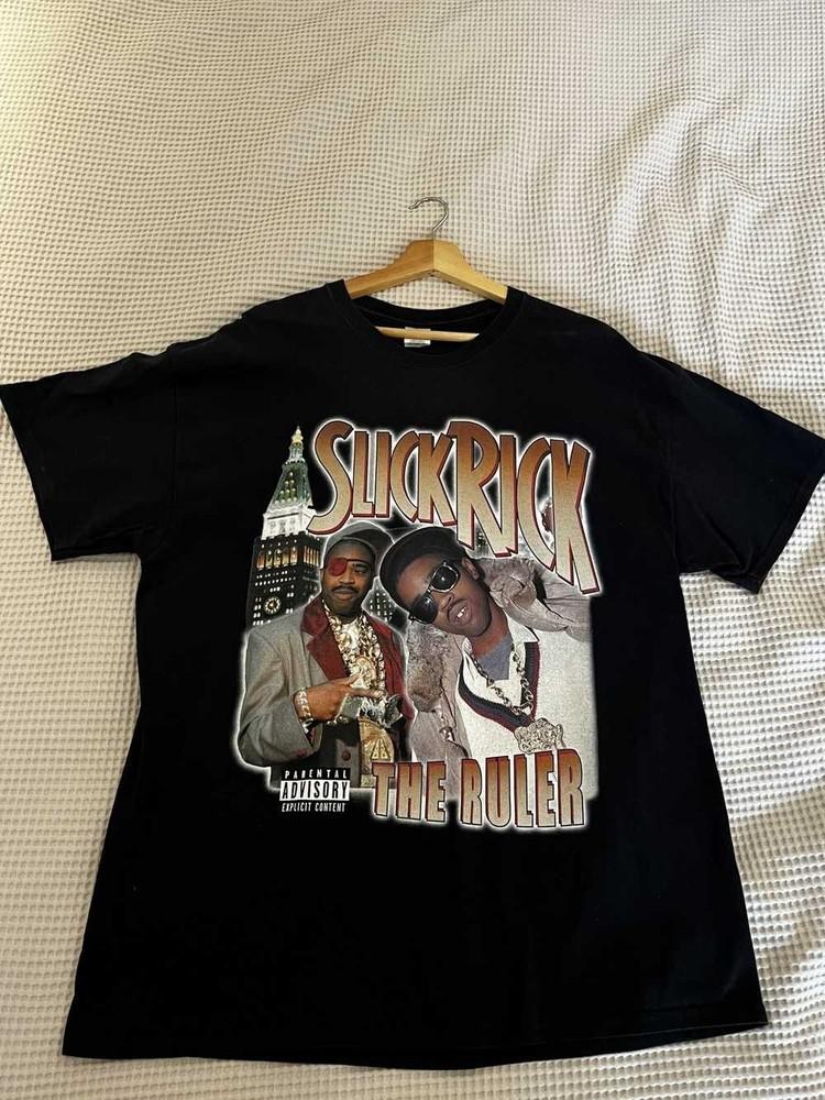 ГОРЯЧАЯ Хлопковая рубашка Slick Rick Черная Полный размер S-5XL Унисекс SN31 Унисекс Футболка S