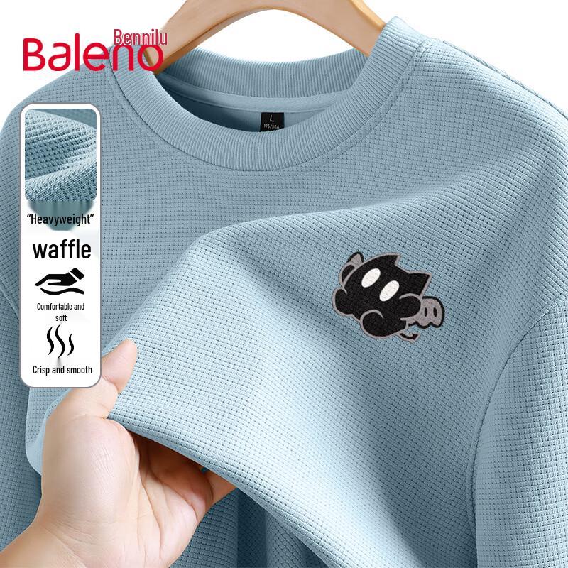 Baleno Men's JPB Devil Cat Print Waffle Knit Sweatshirt