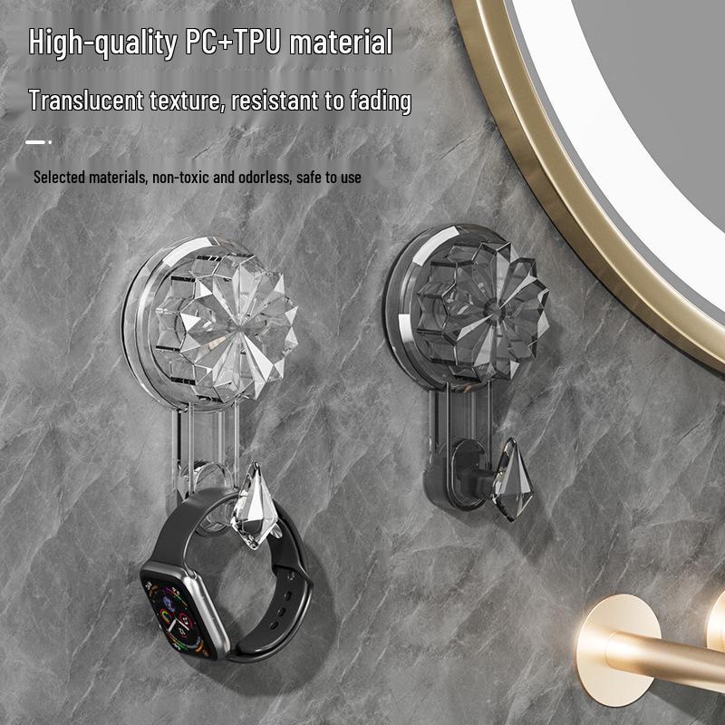 Luxury Strong Suction Cup Hook: No-Drill Diamond Design for Clothes, Bags, Keys, and Bathroom Use