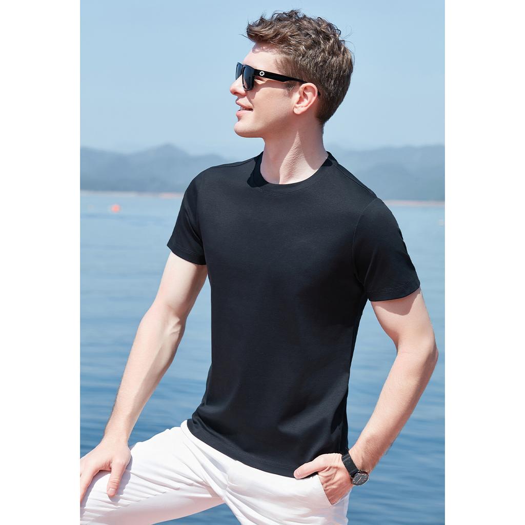 [Liquid Ammonia Cotton Pure T-shirt] [Silk Cotton] Unisex Cool and Comfortable Instant Cooling Sensation
