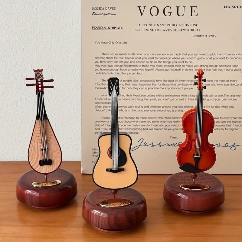 Vintage Decorative Music Box Featuring a Violin Guitar And Pipa Perfect As a Birthday Gift Or Classic Ornament