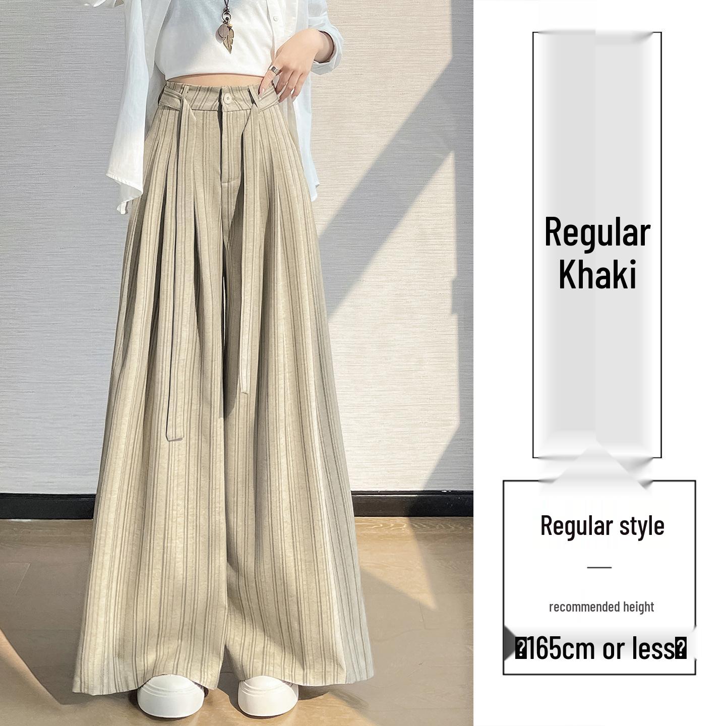 Women s High-Waisted Striped Linen-Cotton Wide-Leg Pants M