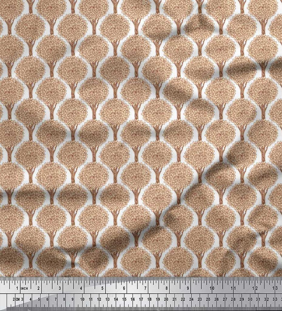 Soimoi Japan Crepe Satin Fabric Floral & Tree Print Fabric by the metre 42 Inch