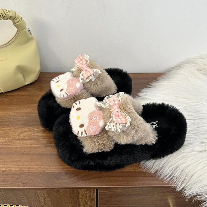 

Модный взрыв тапочки Мао Мао женские носят сказочный стиль толстая подошва осень и зима 2025 новые интернет-знаменитости супер огонь тапочки 40 хаки