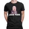 Men T-Shirts John Pork Funny Meme Casual Cotton Tees Short Sleeve  T Shirt Crewneck Clothes Unique