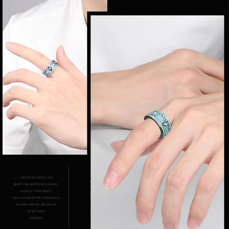 Rotating Diamond-Studded Star Gear Ring for Men and Women - Couple's Full Diamond Pinky Ring