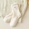 Women Fuzzy Socks Cute Embroidered Bow Knot Thick Socks Fluffy Warm Cozy Socks for Girls Winter Home Indoor Lounging Sleeping