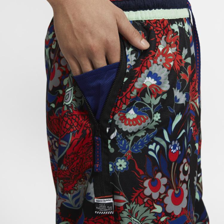Nike DNA Floral Print Drawstring Mid-Rise Basketball Shorts Men Bottoms CK6348-455
