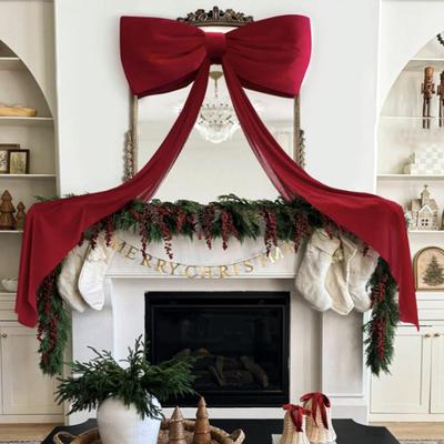 Bow Tree Topper 70.8 Inches Large Velvet Ribbon Tie Holiday Tree Top Decoration Christmas Decorations for Living Room Entryway