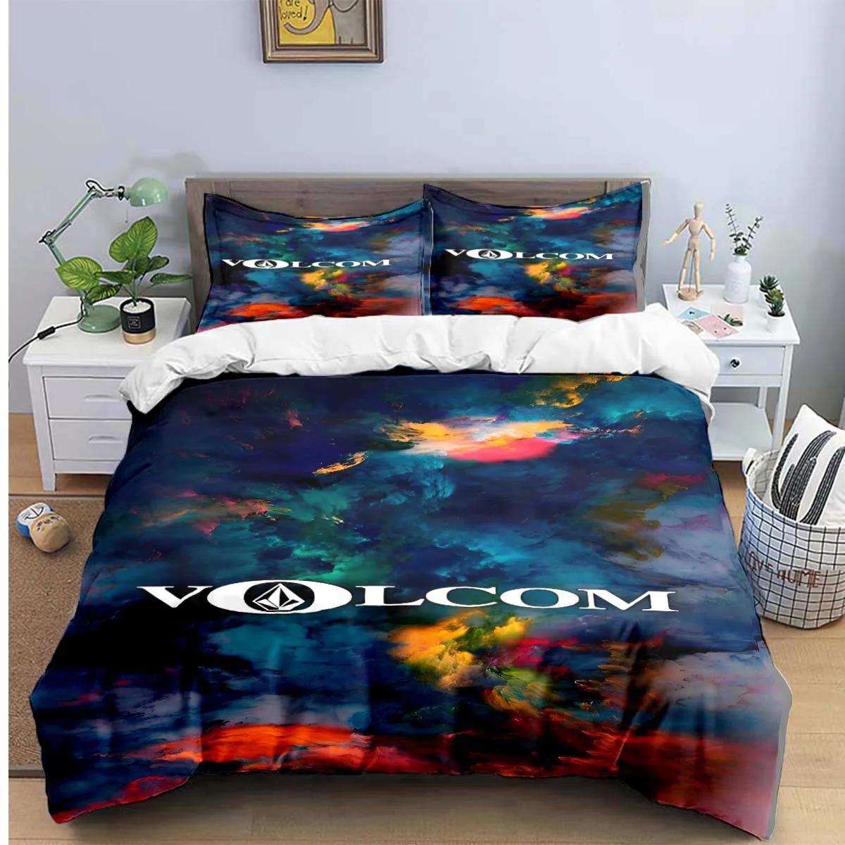 

Модные изысканные комплекты постельного белья с принтом V-Volcom, изысканный набор постельных принадлежностей, комплект пододеяльника и одеяла, комплект постельного белья, роскошный подарок EU Twin 135x200cm