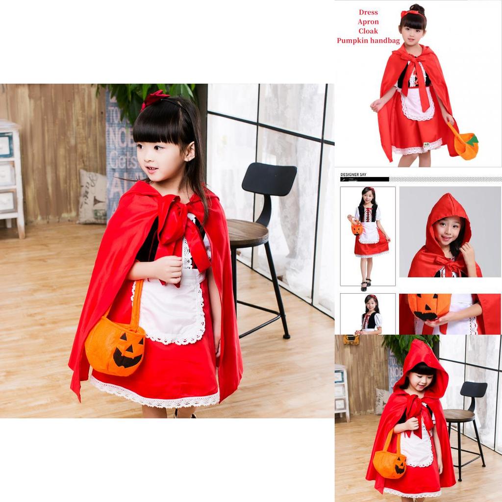 Czerwony Kapturek Sukienka Księżniczki Kostium Halloweenowy z Bajki Dla Dzieci