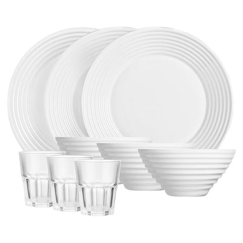 Набор столовой посуды Luminarc Huaruina из 9 предметов из белого опалового стекла