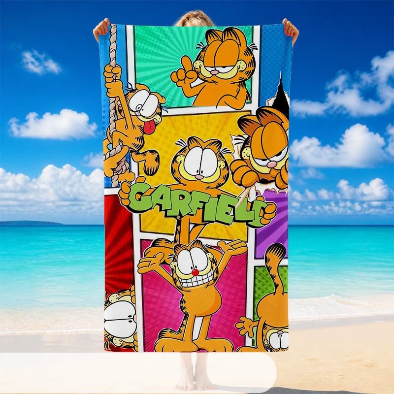 Quick Dry Beach Towel Garfield cartoon Pattern, Lightweight Absorbent Towel for Pool Beach Vacation Use