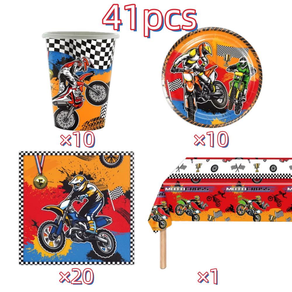Motorcycle Birthday Party Decoration Motocross Race Tableware Cup Plate Balloon Tablecloth For Kids Boys Party Favors Gift