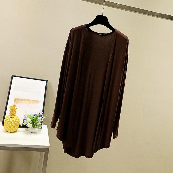 Women's Plus Size Mid-Length Cardigan: Spring/Summer Korean Style Shawl-Coat in Lightweight, Solid Colors