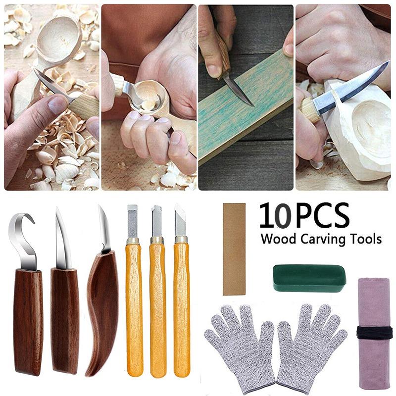 

Набор ручных долот для резьбы по дереву, 10 шт., набор инструментов для деревообработки, идеально подходящий для начинающих