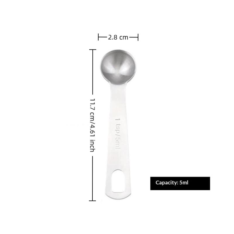 Stainless Steel Measuring Spoon 1/5/6 Pcs With Scale Measuring Ruler Spoon Kitchen Coffee Cooking Spoon Baking Measuring Tool
