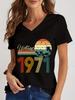 Unisexs Tshirts 1975 Graphic Vintage 1970 To 1979 Casual Vneck Harajuku Fashion Vneck Summer Aesthetic Retro Shirts Female