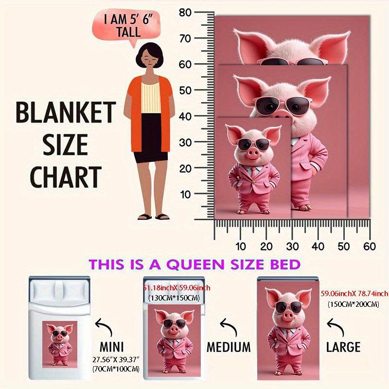 Fashion Pig Glam Blanket Reversible Flannel Throw for Whimsical Style AllSeason Comfort Playful Charm Gift