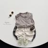 2025 Kinder Tanktop gestreift - Koreanischer Stil, Lockere Passform, Unisex, Trendige Kinderbekleidung