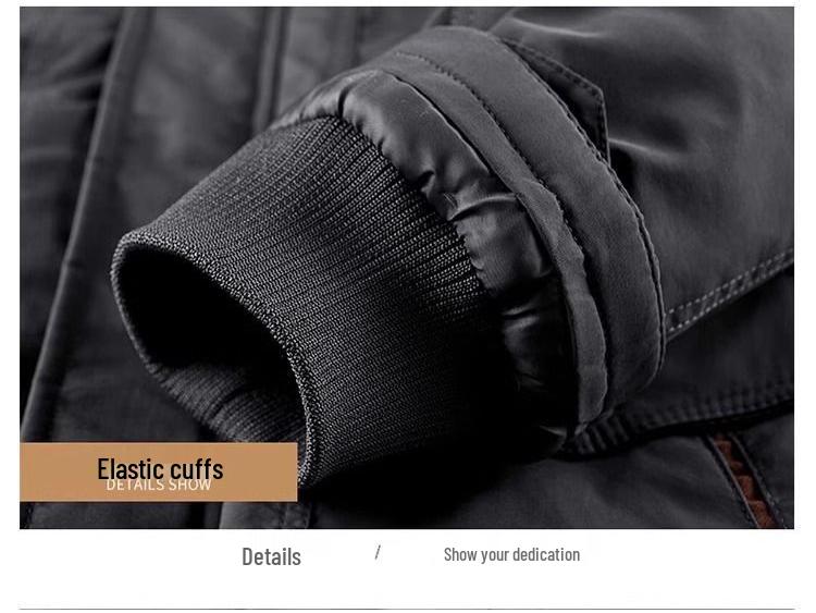 Men's Mid-Length Winter Coat, Fleece-Lined and Extra Thick for Middle-Aged and Elderly