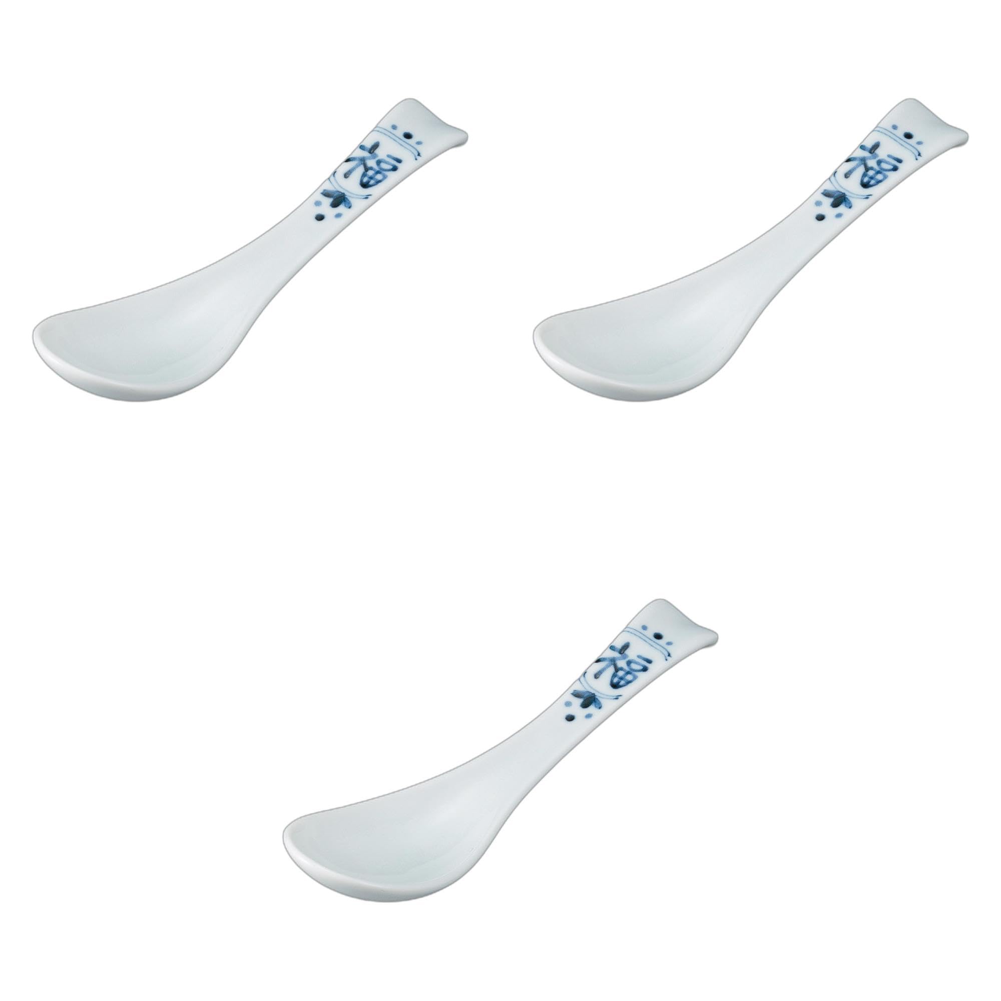 

Набор из 3 ложек Фукумодзи Ренге с буквами Ренге Керамический Сетомонохонпо (Счастливые ложки) [17см] белый