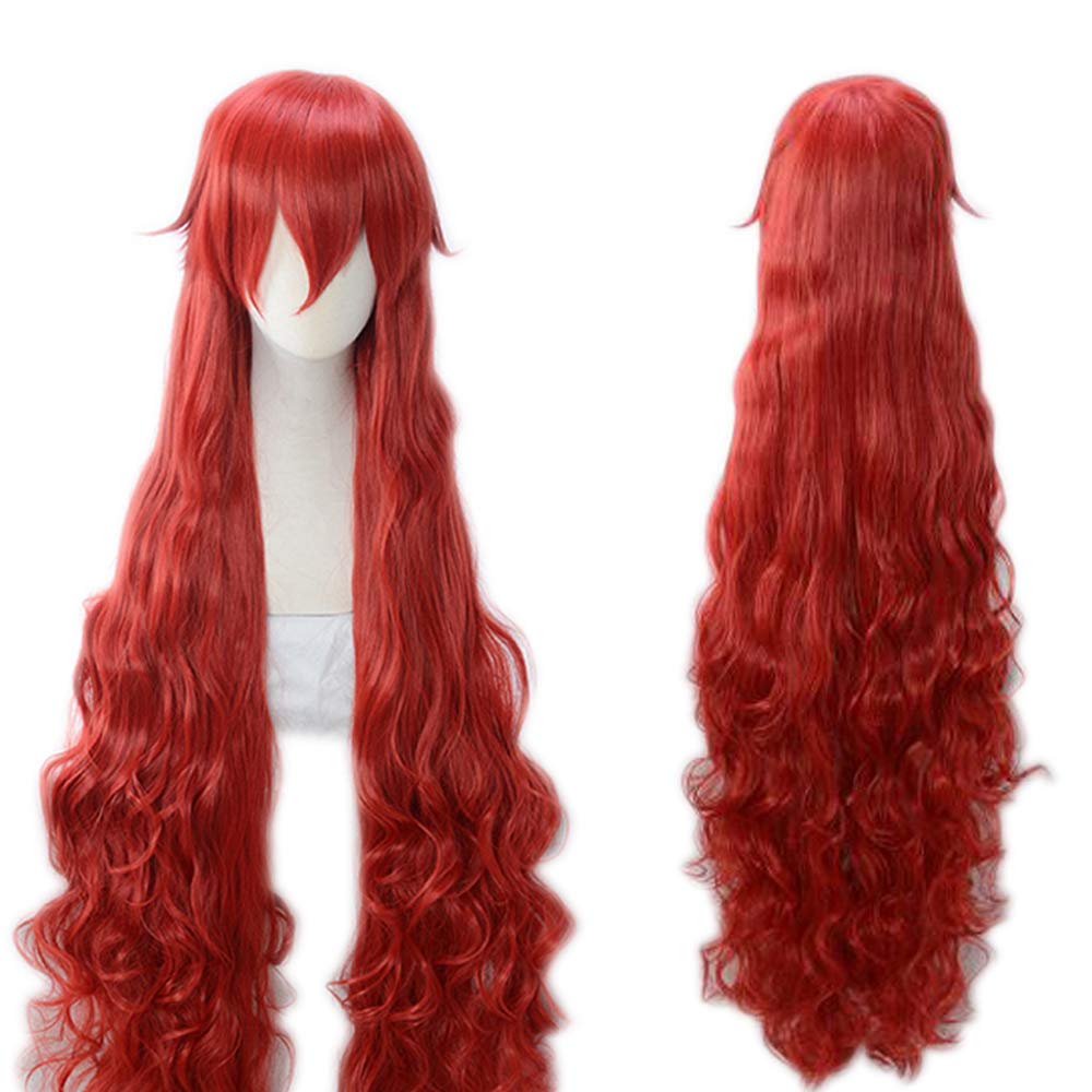 Cosplay Long Perfect for or Costumes 3 Bonus Items Heat-resistant Wig, Hair, Crimson, Curly, 140cm, Events, Christmas, +