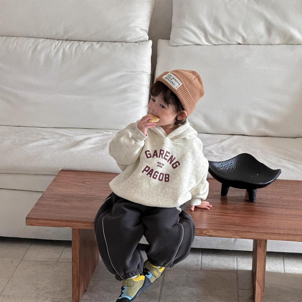 Children's hooded sweater thickened sweatpants new winter children's clothing baby winter clothing boys fleece suit