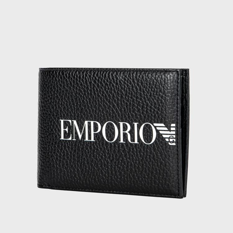 Emporio Armani Simple Logo Casual Portable Leather Wallet Men wallet Black EM003591-AF19355-UC001