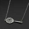 Mini Tennis Racket Pendant Necklace For Women Men Stainless Steel Gold Color Tennis Lover Gift Sweater Chain Sports Jewelry