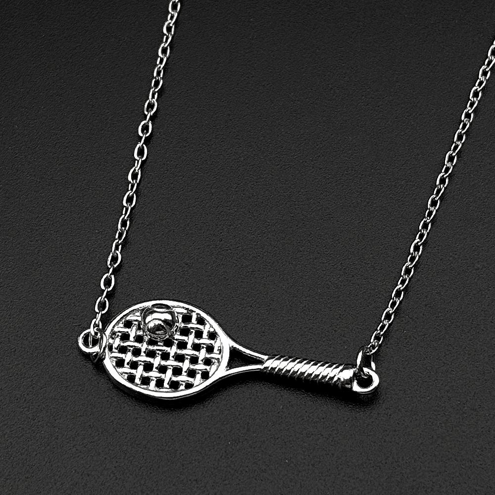 Mini Tennis Racket Pendant Necklace For Women Men Stainless Steel Gold Color Tennis Lover Gift Sweater Chain Sports Jewelry